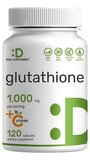 Suplemento De Glutatión 1,000 Mg Por Porción, 98% De Pureza | Más Vitamina C 500 Mg, Forma Reducida Activa (gsh) | 60 C