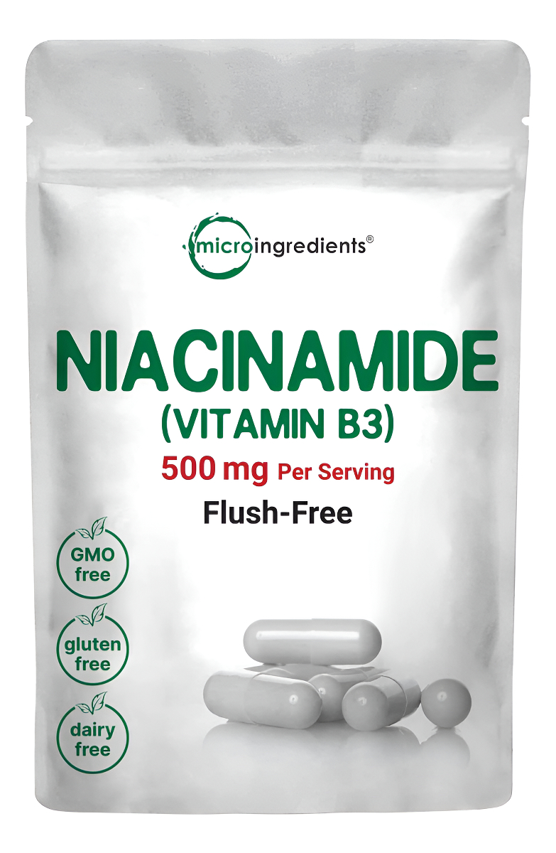 Micro Ingredients Vitamina B3 Niacinamida 500 Mg Por Cápsula, 400 Cápsulas | 1,000 Mg De Niacina Sin Rubor Por Porción