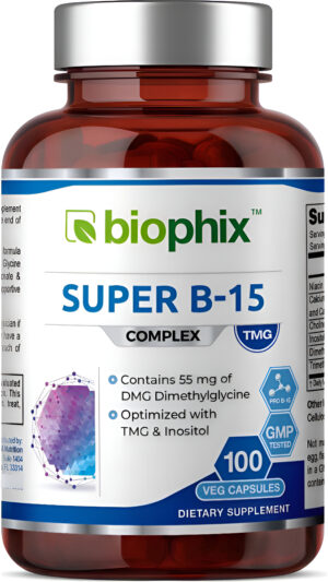 Biophix Super B-15 100 Cápsulas Vegetales Con Niacina, Calcio, Colina, Inositol, Dmg, Tmg