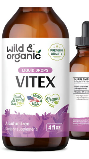 Vitex Suplemento Para Mujer, Tintura Orgánica De Casteberry, Vegana, Sin Alcohol, Gotas De Bayas De Árbol Casto, 4 Onza