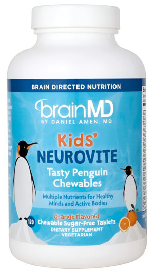 Brainmd Dr Amen Kids Neurovite - Sabor Naranja - 120 Masticables En Forma De Pingüino - Suplemento Multivitamínico