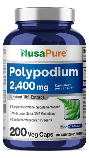 Nusapure Extracto De Polypodium Leucotomos 2400mg 200 Cápsulas Vegetales (vegetariano, Sin Omg, Sin Gluten)