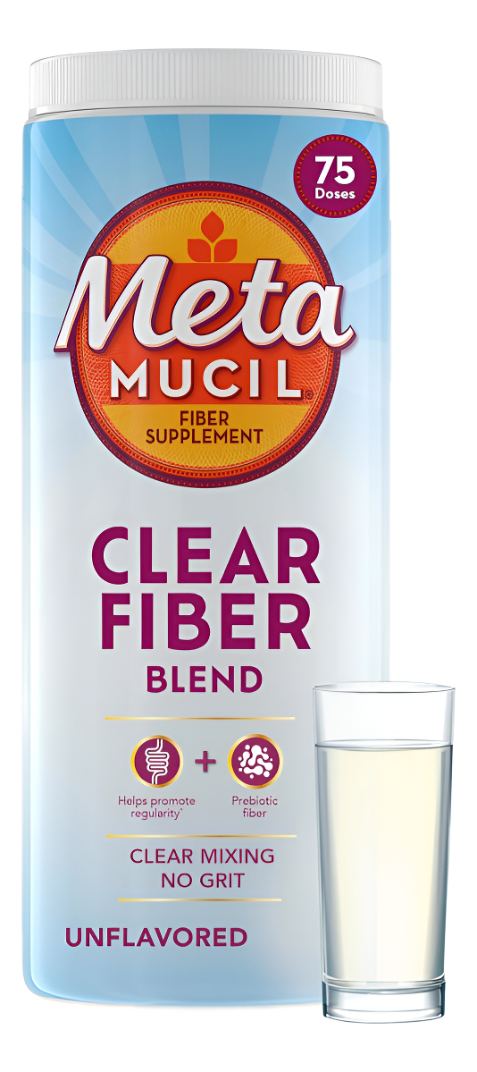 Meta Mucil Suplemento De Fibra En Polvo Transparente, Sin Sabor, 75 Servicios