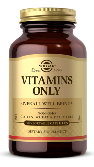 Solgar Vitaminas Solamente, 90 Cápsulas Vegetales  Multivitamínico  Vitamina A, B1, B2, C, D Y E  Bienestar General