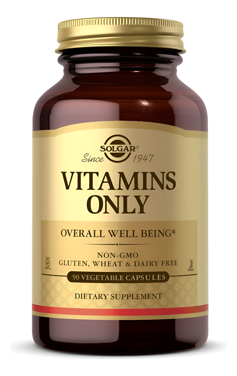 Solgar Vitaminas Solamente, 90 Cápsulas Vegetales Multivitamínico Vitamina A, B1, B2, C, D Y E Bienestar General