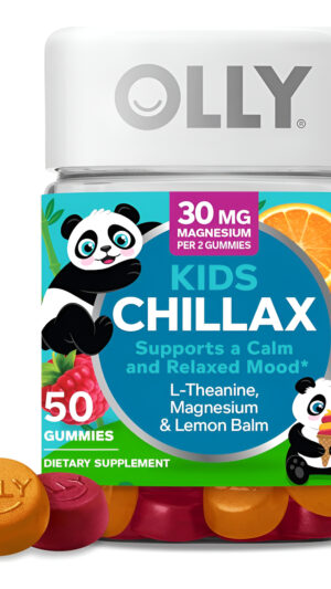 Olly Gomitas Chillax Para Niños, Magnesio, L-teanina, Bálsamo De Limón, Suplemento Masticable, Sabor A Sorbete, 50 Unid