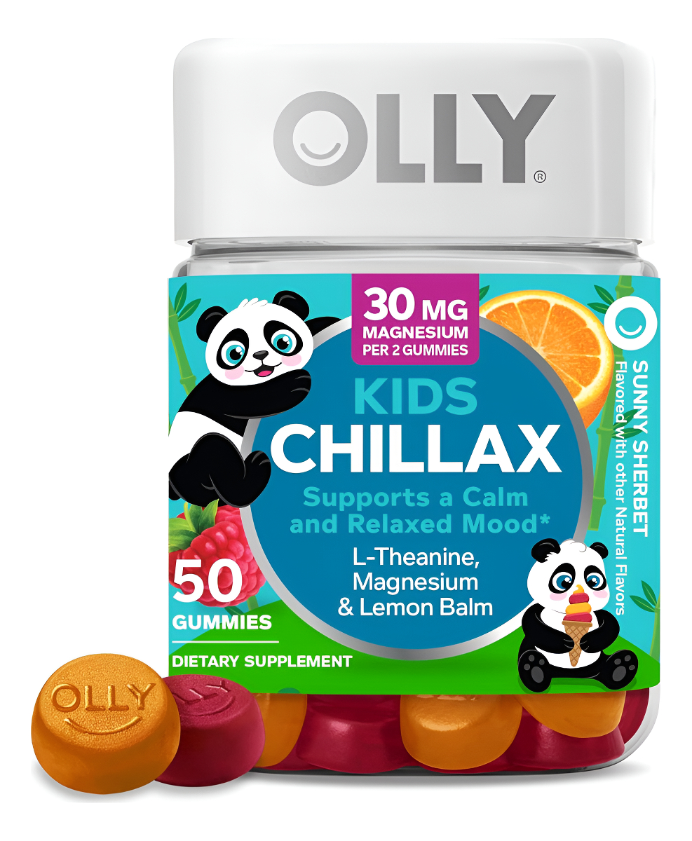 Olly Gomitas Chillax Para Niños, Magnesio, L-teanina, Bálsamo De Limón, Suplemento Masticable, Sabor A Sorbete, 50 Unid