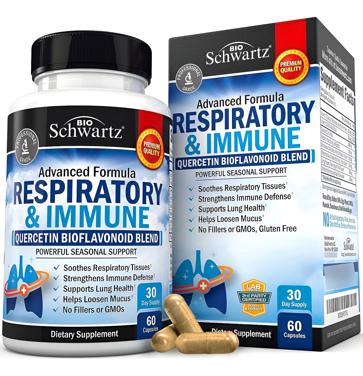 Quercetina, Vitamina C, Vitamina D Suplemento De Apoyo Respiratorio E Inmunológico Para Adultos, Niños Promueve La Re