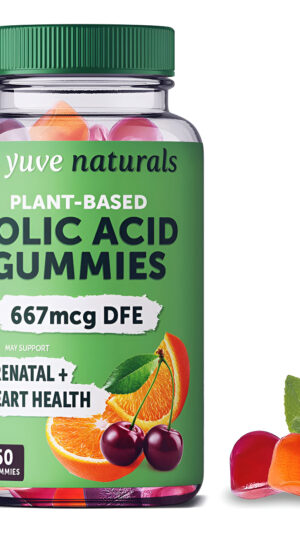 Yuve 60 Gomitas Prenatales Para Mujeres, Ácido Fólico 667 Mcg Dfe, Apoyo Hormonal Y Ácido Fólico