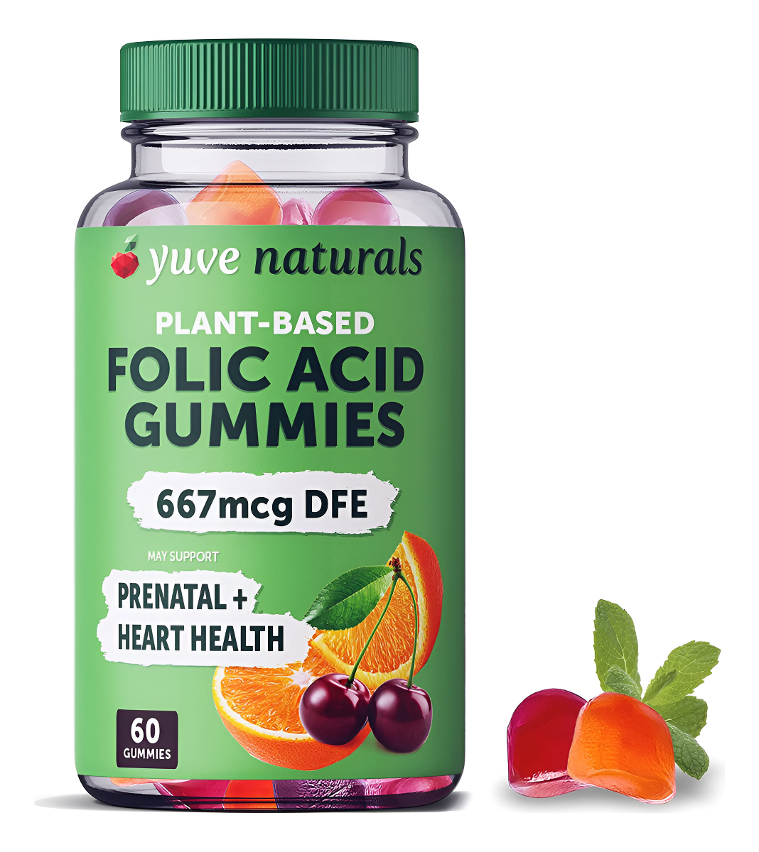 Yuve 60 Gomitas Prenatales Para Mujeres, Ácido Fólico 667 Mcg Dfe, Apoyo Hormonal Y Ácido Fólico