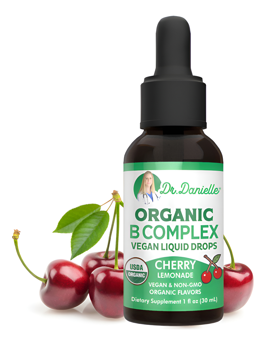 Doctor Danielle Gotas Líquidas Orgánicas De Complejo De Vitamina B | Sabor A Cereza Vegana 1 Oz