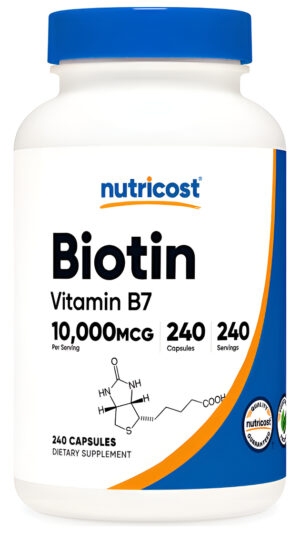 Nutricost Biotina (vitamina B7) 10,000 Mcg, 240 Cápsulas
