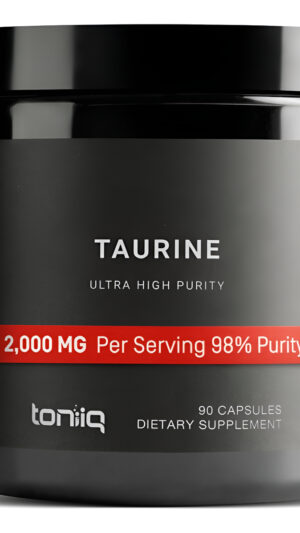 Toniiq Suplemento De Taurina De 2000 Mg, Cápsulas De Polvo De Taurina De Alta Pureza, 98% Puro, Probado En Laboratorio