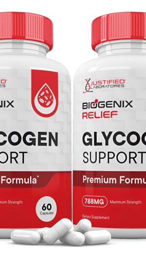 (2 Pack) Biogenix Relief Glycogen Support Pills Premium Formula 788mg Zero Artificial Colors Flavoring Preservatives 12