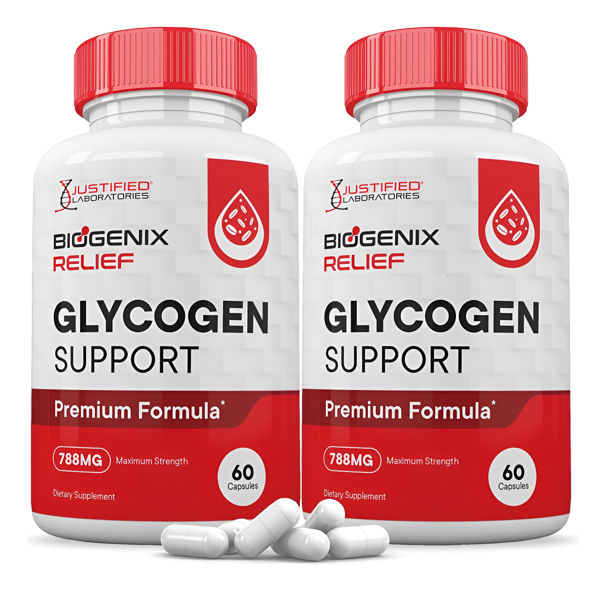 (2 Pack) Biogenix Relief Glycogen Support Pills Premium Formula 788mg Zero Artificial Colors Flavoring Preservatives 12
