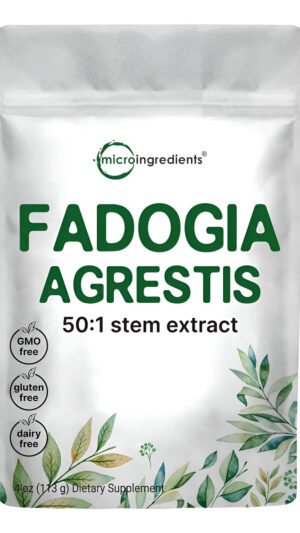 Fadogia Agrestis 600 Mg Por Porción, Extracto En Polvo 50:1, 4 Onzas, Altamente Purificado Y Biodisponible, Probado Por