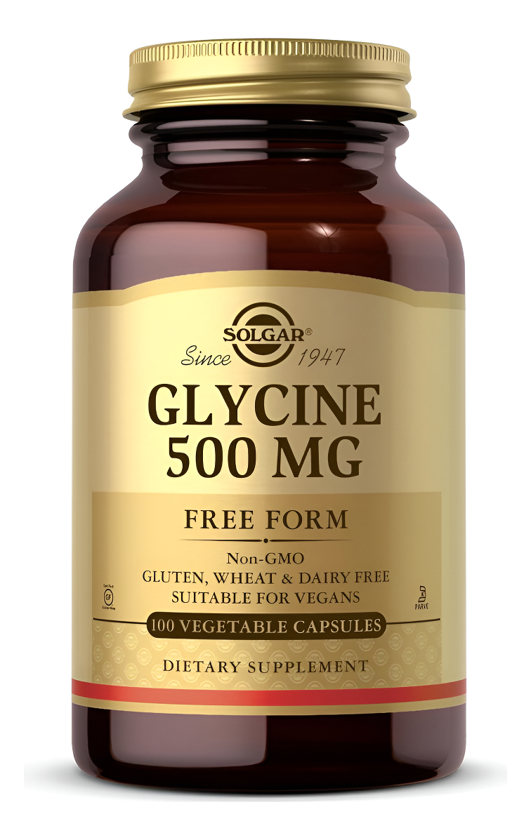 Solgar Glycine 500 Mg - 100 Cápsulas Vegetales - Sin Omg, Vegano, Sin Gluten, Sin Lácteos, Kosher - 100 Porciones