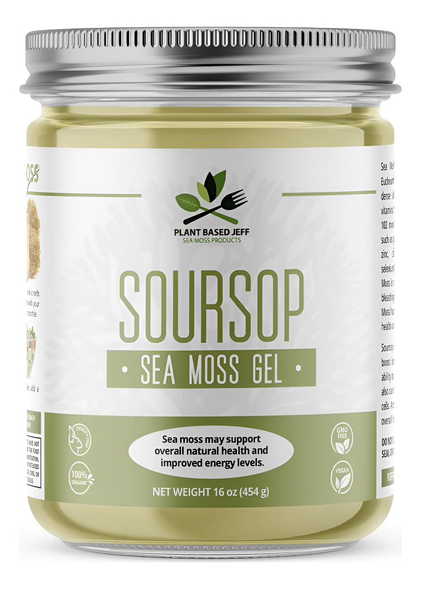 Plant Based Jeff Gel De Musgo Marino De Guanábana, 16 Onzas, Defensa Inmunológica, Apoyo Digestivo Y Reduce La Inflamac