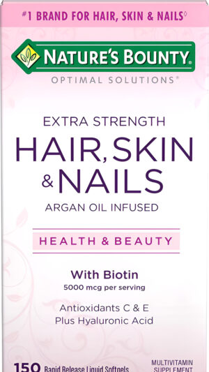Nature's Bounty, Soluciones Óptimas De Cabello, Piel Y Uñas Extra Fuertes, 150 Cápsulas De Gel.