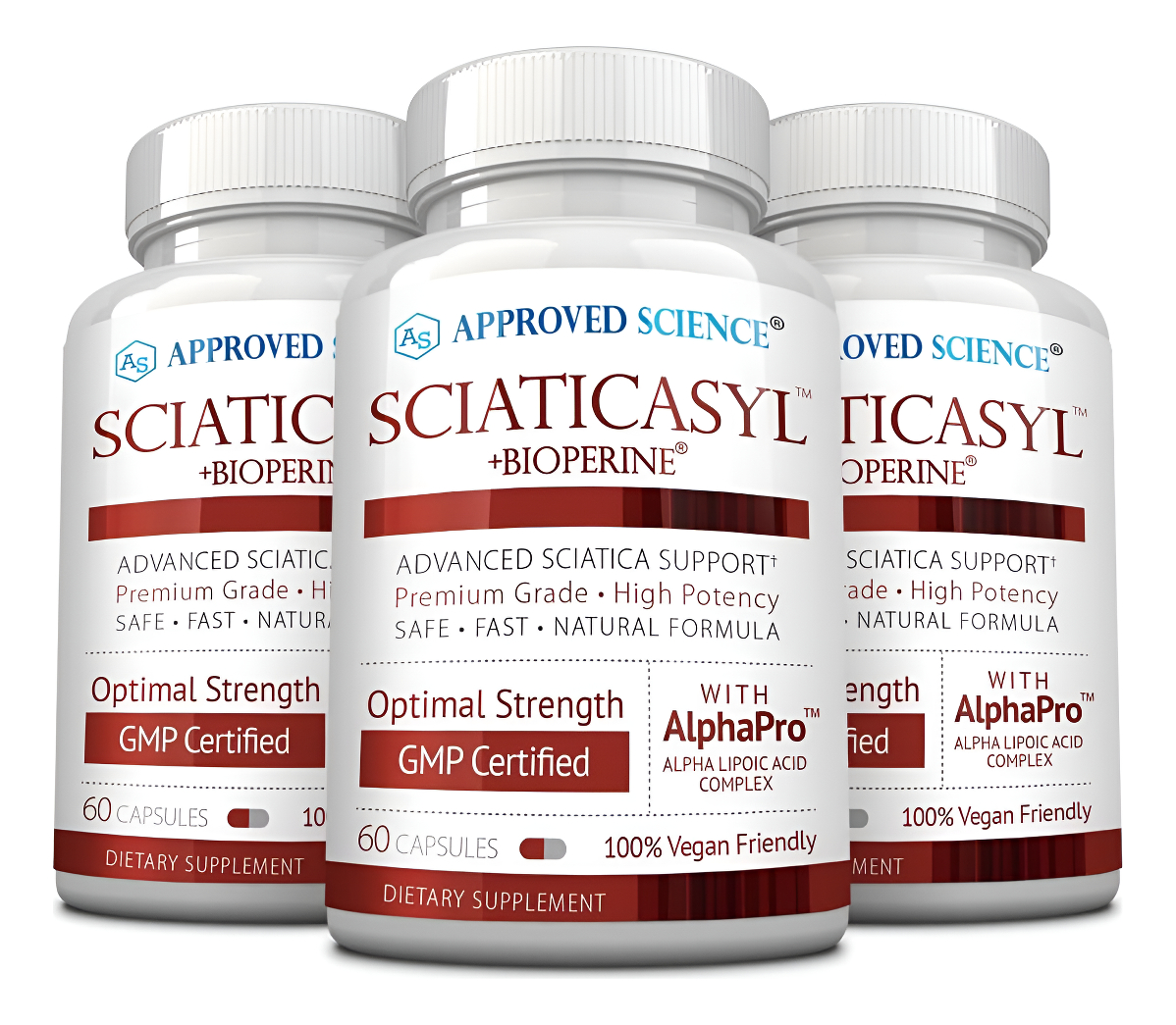 Approved Science Sciaticasyl - Soporte Óptimo Para El Nervio Ciático - Vitaminas B, Magnesio, Ácido Alfa Lipoico, Biope