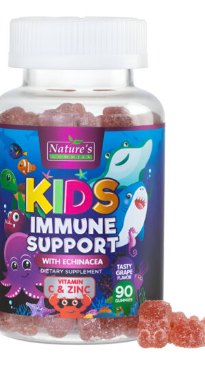 Nature's Gummies 90 Gomitas De Apoyo Inmunológico Para Niños Con Vitamina C, Zinc Y Equinácea