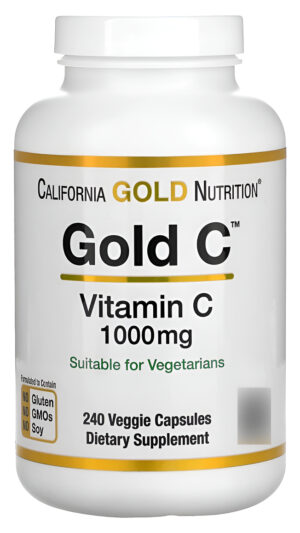 Gold C By California Gold Nutrition Suplemento De Vitamina C De Grado Usp Sin Gluten, Sin Omg, 1000 Mg 240 Cápsulas