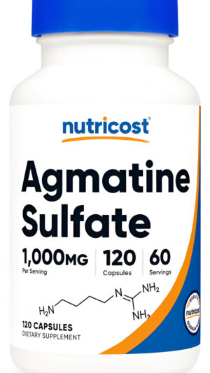 Nutricost Sulfato De Agmatina 1000 Mg, 120 Cápsulas, Sin Gluten, Sin Omg, 500 Mg Por Cápsula