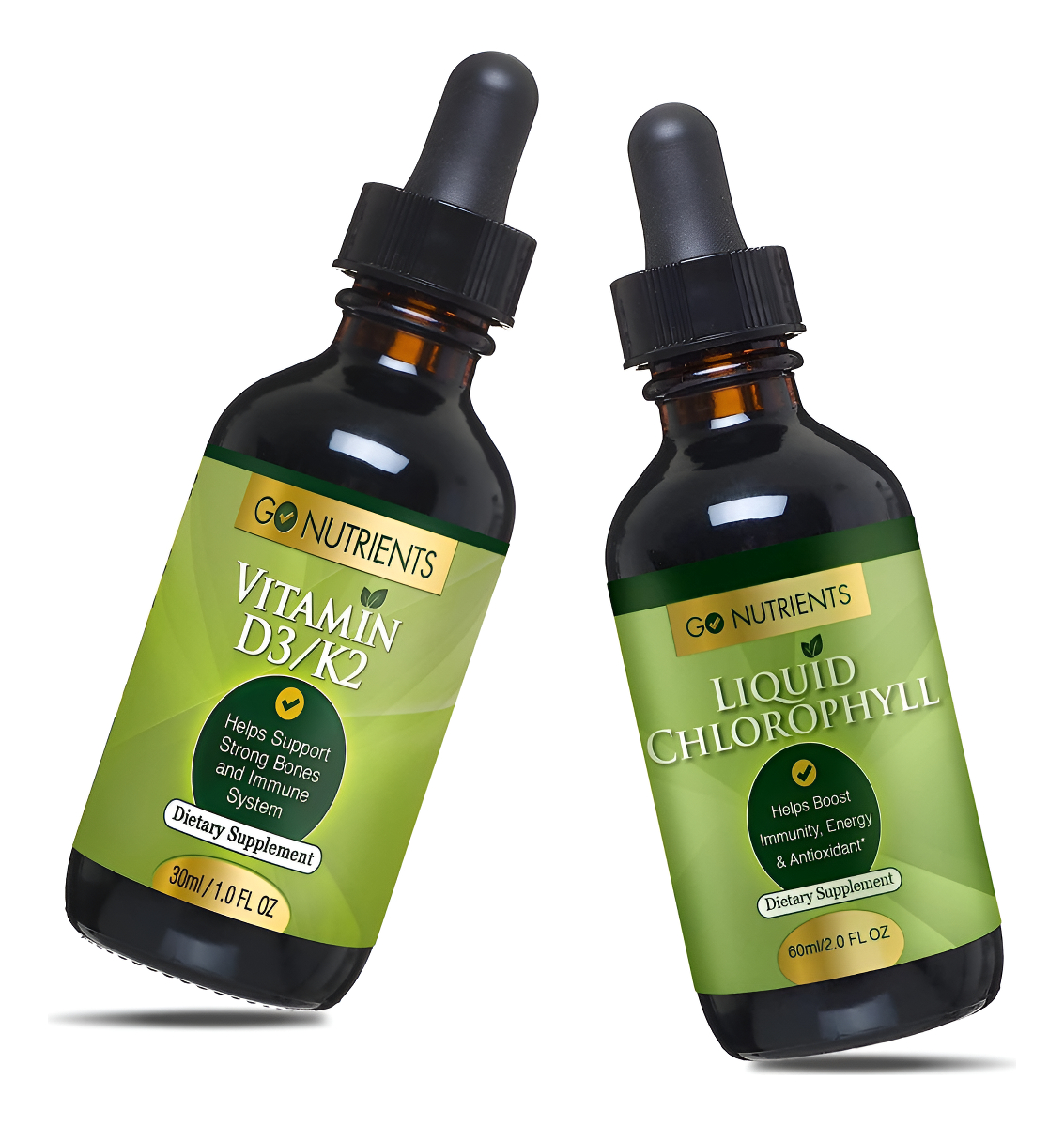Go Nutrients Paquete De Vitamina Líquida D3 Con K2 (mk-7) Y Clorofila Líquida Con Cobre Y Sodio |