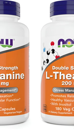 Now Foods L-teanina, Doble Fuerza, 200 Mg Por Tapa, 180 Cápsulas Vegetales (paquete De 2) (360 Cápsulas En Total) - Mej