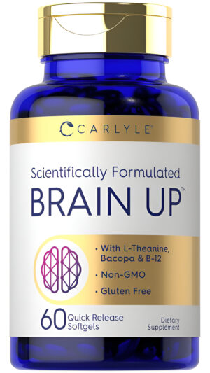 Carlyle Brain Up Suplemento | 60 Cápsulas Blandas | Con L-teanina, Bacopa Y B-12 | Sin Omg, Sin Gluten