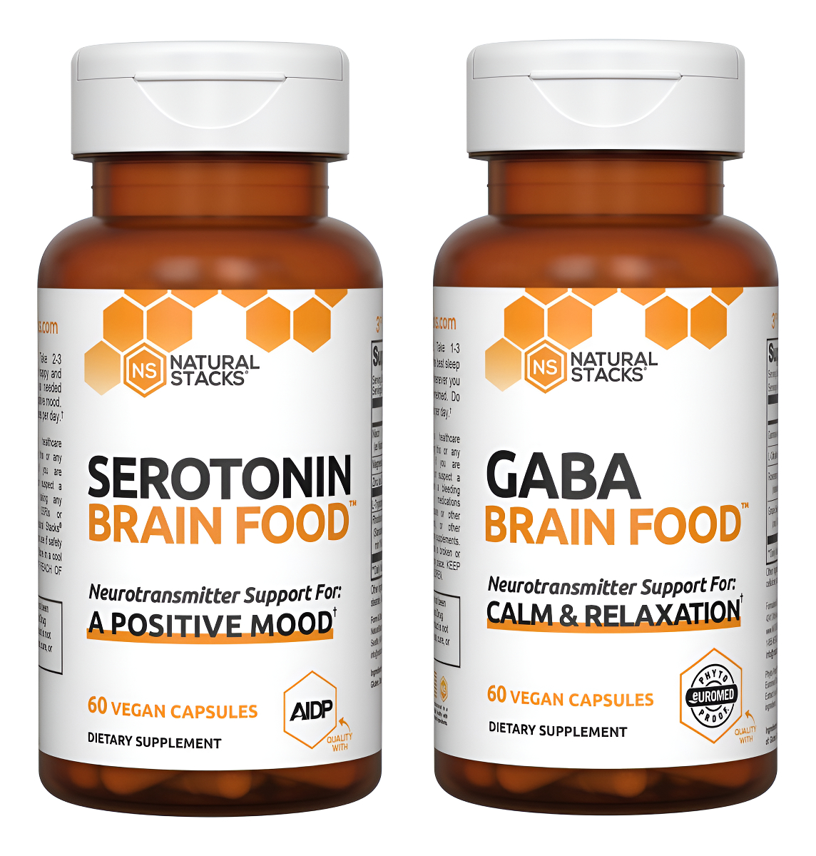 Natural Stacks Paquete De Alimentos Para El Cerebro De Serotonina Y Gaba - Promueve Un Estado De Ánimo Positivo Y Calma