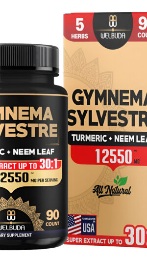 Gymnema Sylvestre Extract 30:1 - Equivalente A 12550 Mg De Apoyo Saludable Para El Cuerpo - Combinado Con Cúrcuma, Hoja