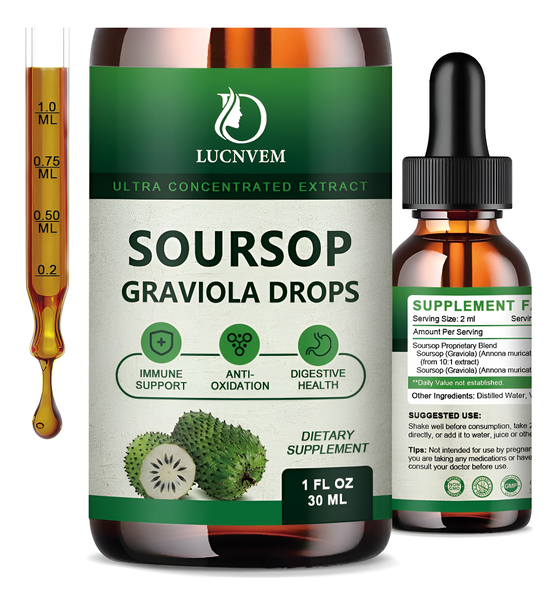 Gotas Líquidas De Graviola De Guanábana De 2000 Mg, Antioxidante Natural, Apoyo Celular Y Regeneración, Refuerzo Inmuno