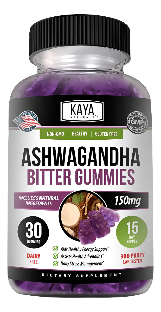 Kaya Naturals Ashwagandha - Gomitas Amargas - Bitter Is Better - Alta Potencia - 30 Unidades