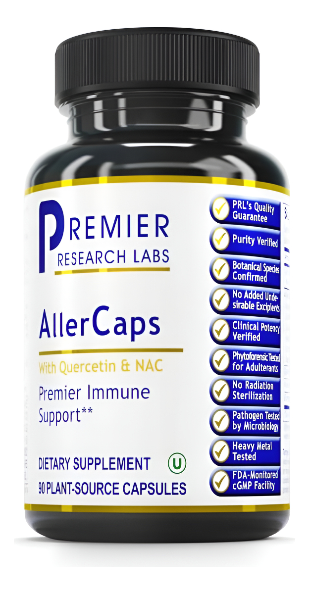 Premier Research Labs Allercaps, Apoyo Inmunitario, Fórmula Rica En Enzimas, 90 Cápsulas De Origen Vegetal