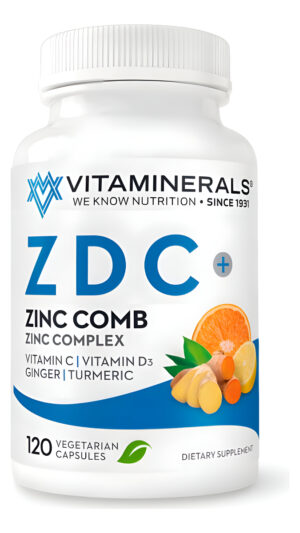 Vitaminerals® Z D C, Complejo De Zinc De 50 Mg | Vitamina D3 250mcg | Vitamina C 500 Mg | 120 Cápsulas Vegetarianas |