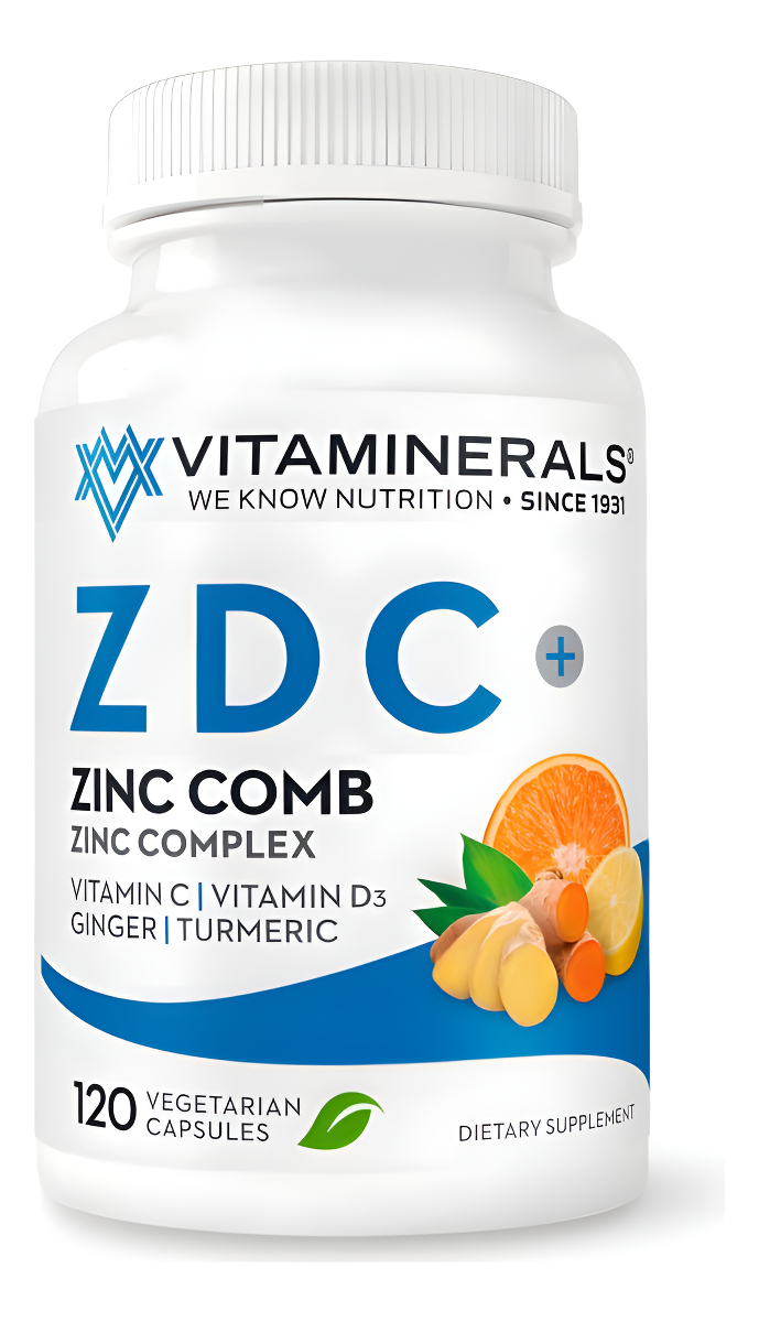 Vitaminerals® Z D C, Complejo De Zinc De 50 Mg | Vitamina D3 250mcg | Vitamina C 500 Mg | 120 Cápsulas Vegetarianas |