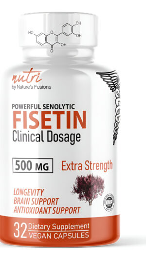 Nutri Fisetin 500mg - Suplemento De Fisetina - Potente Activador Senolítico, Antioxidante Y Apoyo Cerebral, 32 Cápsulas
