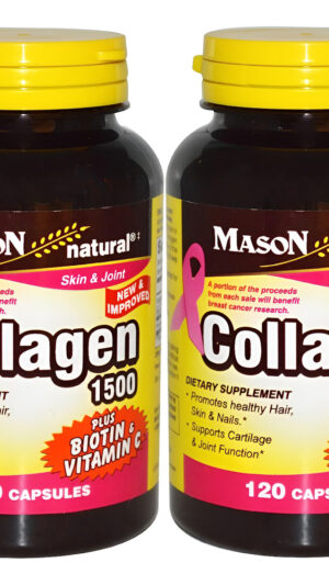 Mason Natural Colágeno Más Vitamina C, 1500 Mg, 120 Cápsulas (paquete De 2)