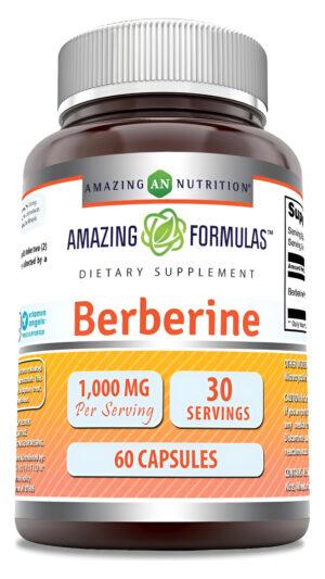 Amazing Formulas Berberina 1000mg Por Porción 60 Cápsulas Suplemento | Sin Omg | Sin Gluten | Fabricado En Estados Unidos