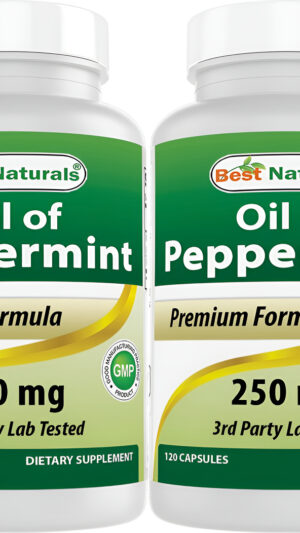 Best Naturals Suplemento Dietético Calmante Intestinal De Aceite De Menta, 250 Mg, 120 Unidades (paquete De 2)