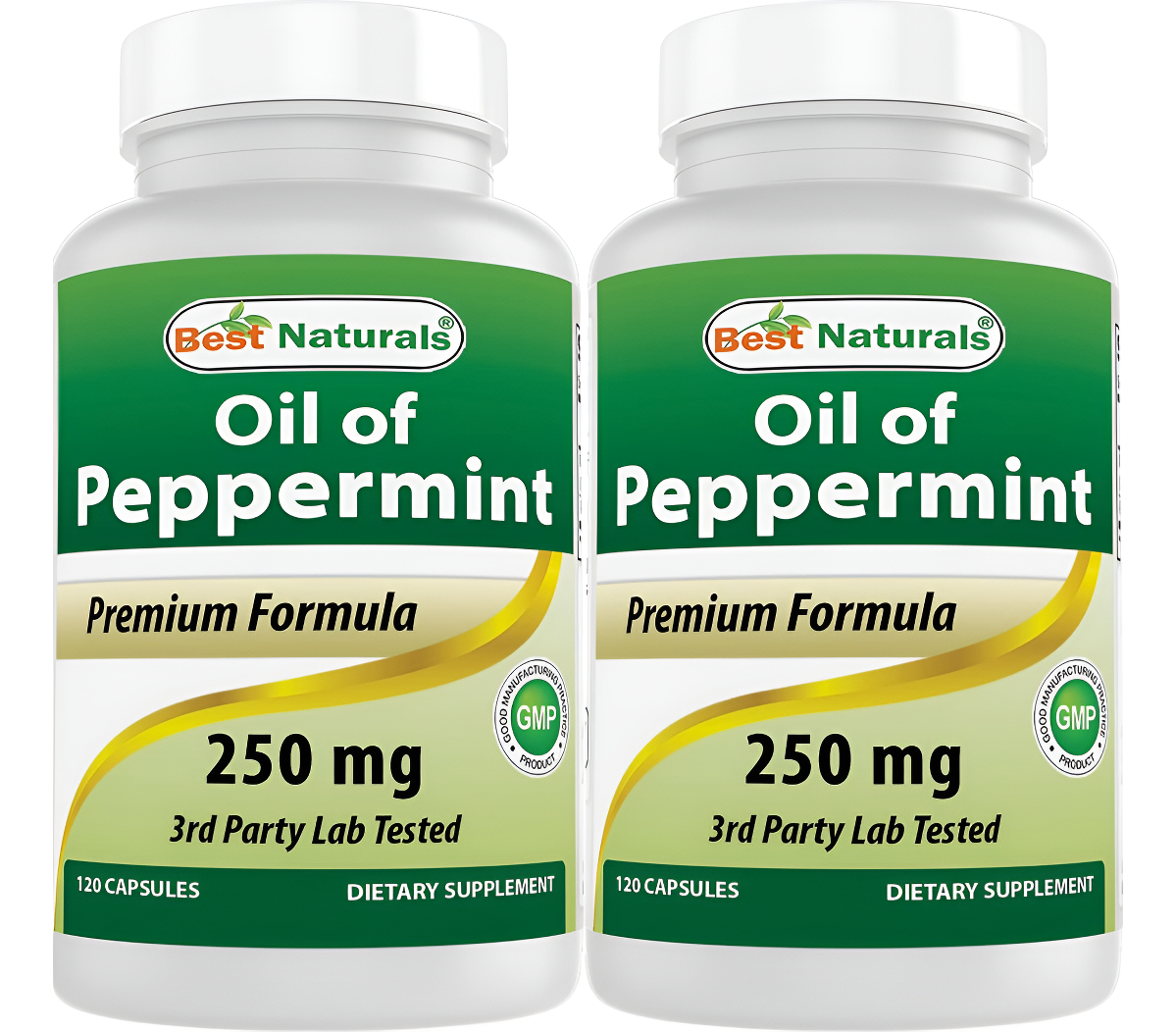 Best Naturals Suplemento Dietético Calmante Intestinal De Aceite De Menta, 250 Mg, 120 Unidades (paquete De 2)