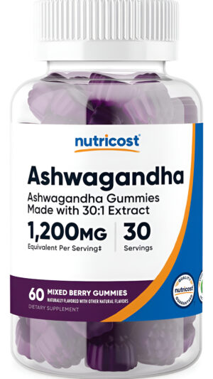 Nutricost Ashwagandha Gomitas Equivalentes A 1200 Mg Por Porción (sabor A Bayas Mixtas), 60 Gomitas, 30 Porciones
