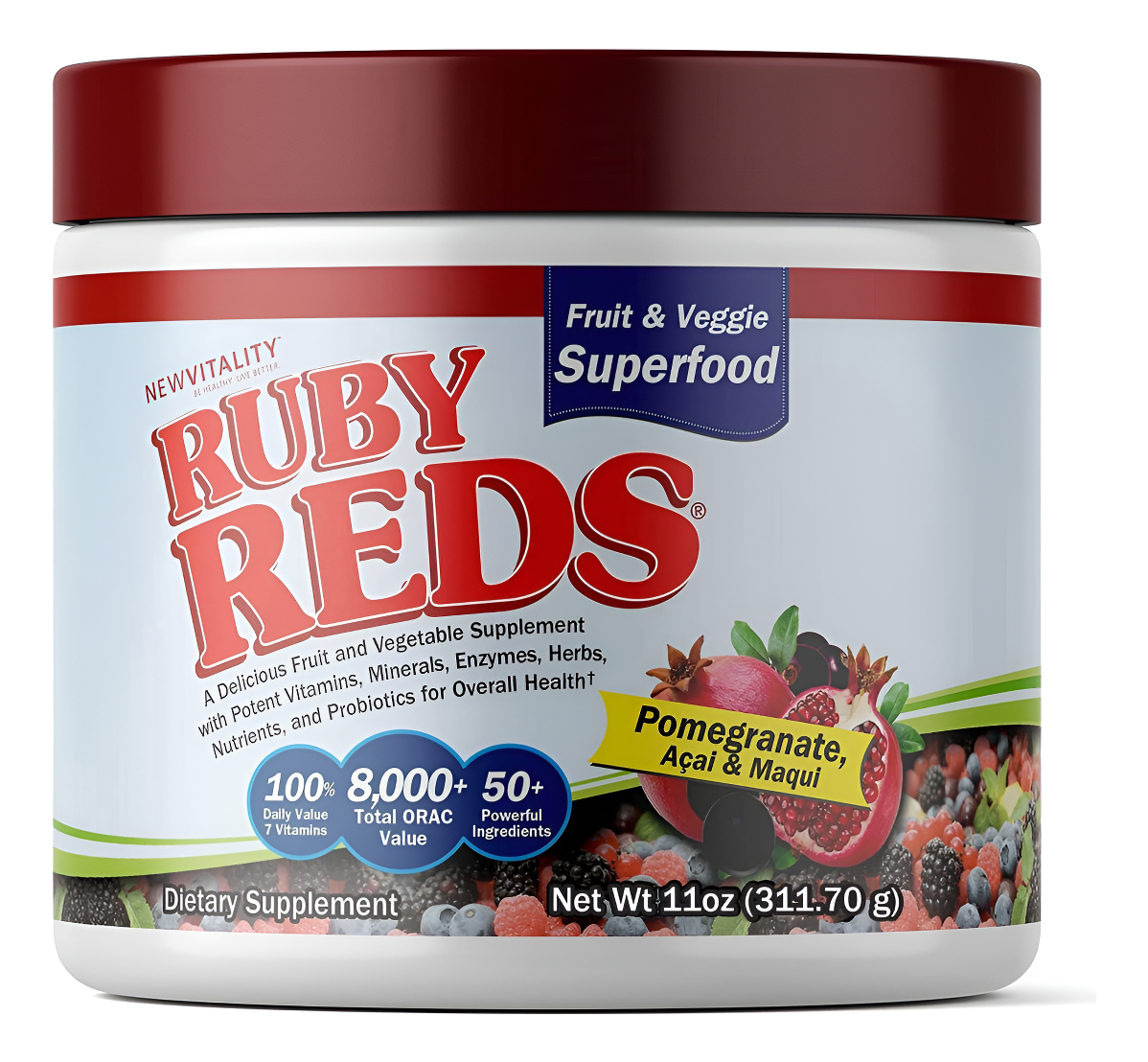 Ruby Reds | Suplemento En Polvo De Frutas Y Verduras Delicious Reds Con Potentes Vitaminas, Minerales Y Otros, 11 Onzas