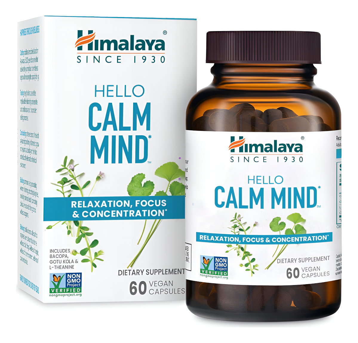 Himalaya Hello Calm Mind - Suplemento De Hierbas Con Bacopa, L-teanina, Gotu Kola, Apoya La Concentración Y La Concentr