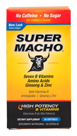 Super Macho Suplemento Dietético Con Zinc De Alta Potencia Y 7 Vitaminas B, Sin Conservantes, Azúcar O Cafeína