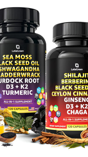 Cápsulas De Musgo Marino Irlandés Y Shilajit Del Himalaya, 120 Pastillas De Musgo Marino Silvestre Con Aceite De Semill