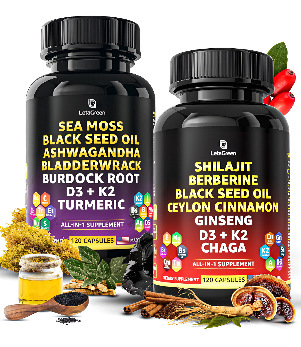Cápsulas De Musgo Marino Irlandés Y Shilajit Del Himalaya, 120 Pastillas De Musgo Marino Silvestre Con Aceite De Semill