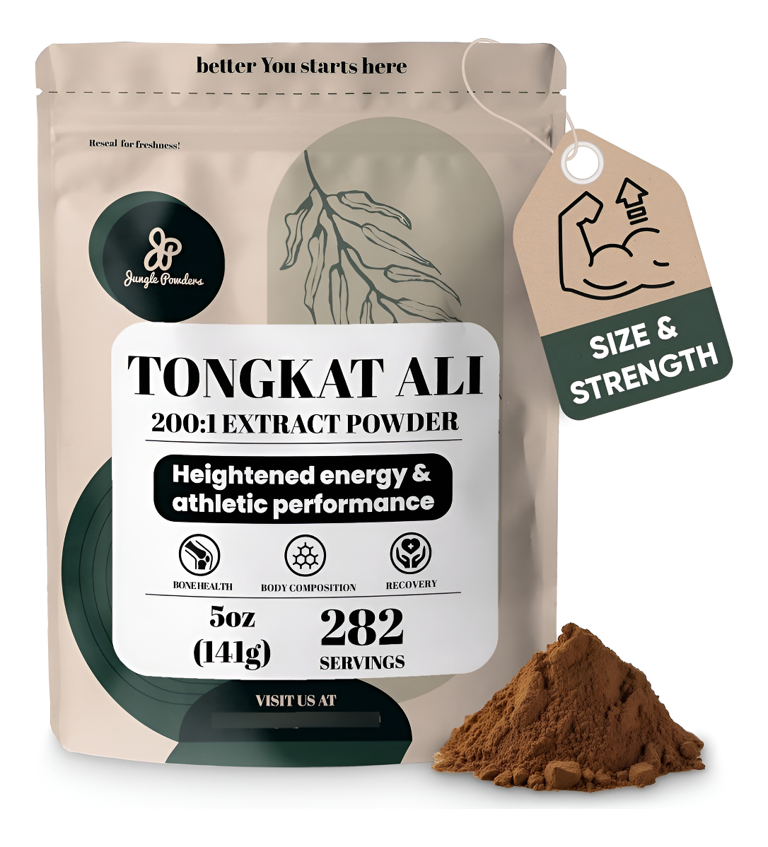 Tongkat Ali - Polvo Para Hombres 200:1 Extracto 282 Porciones Bolsa De 5 Onzas Eurycoma Longifolia Suplemento En Polvo