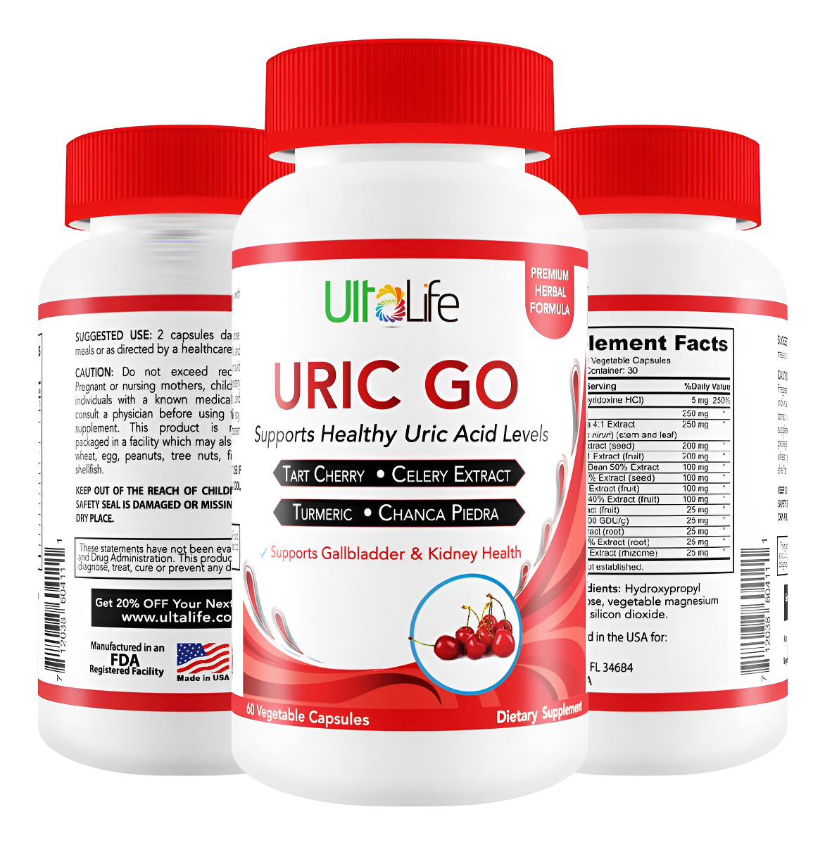Uric Go - Suplemento De Apoyo De Limpieza De Ácido Úrico Para G.o.u.t - Fórmula Desintoxicante De Limpieza Renal Natura